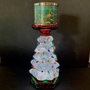 B&BW LIGHT UP WATER CHRISTMAS TREE PEDESTAL CANDLE HOLDER-NEW (IN ORIGINAL BOX)